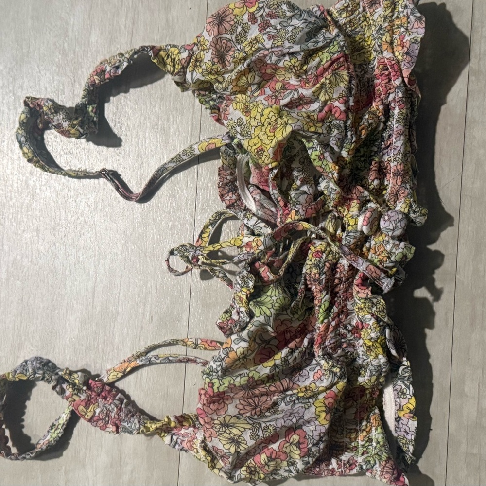 For Love And Lemons Multicolor Floral Bikini Top
